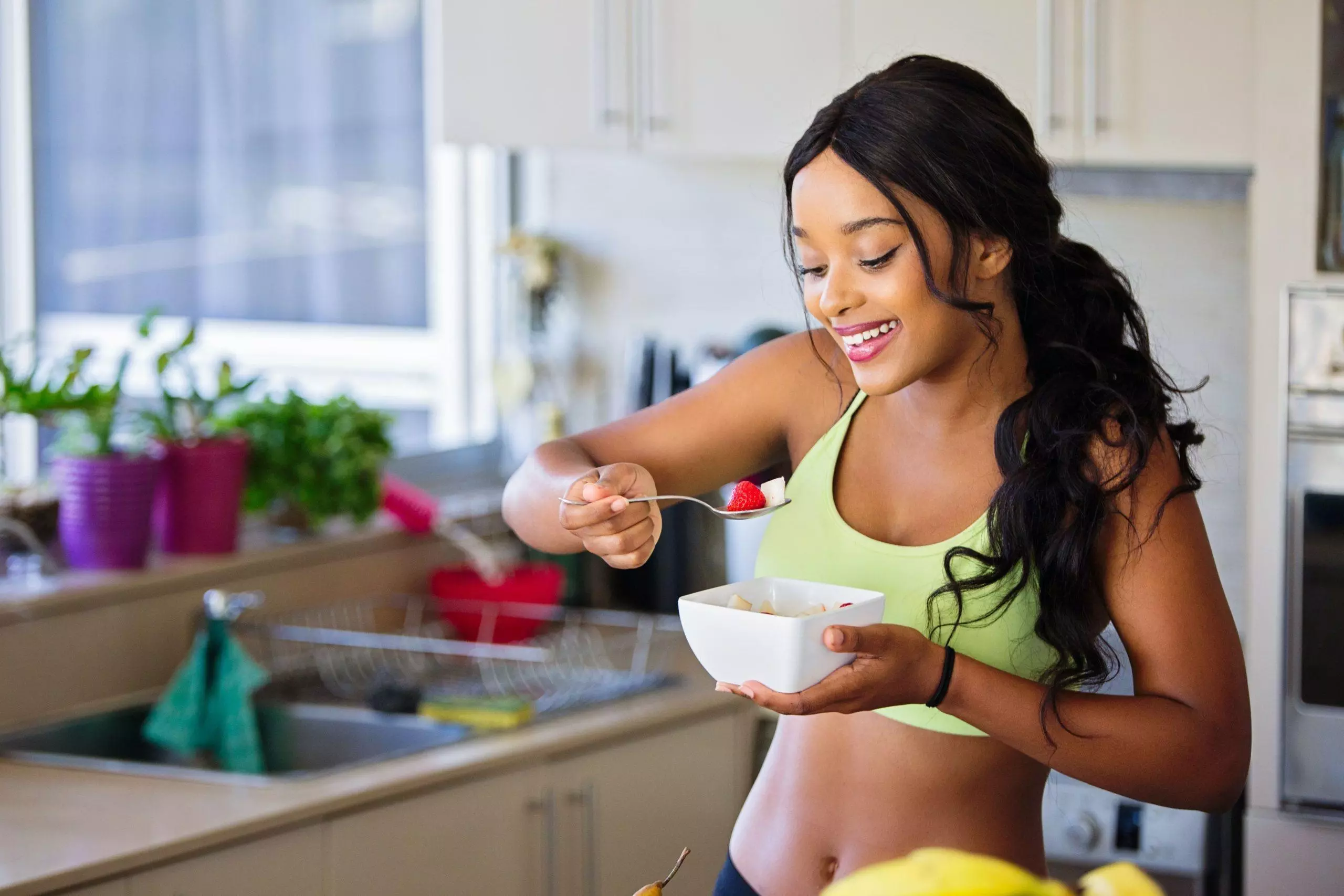 woman enjoying eating