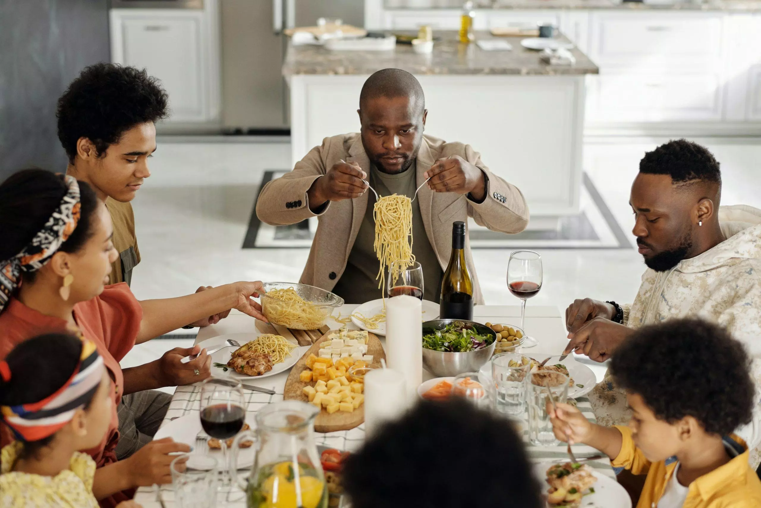 family eating around the table