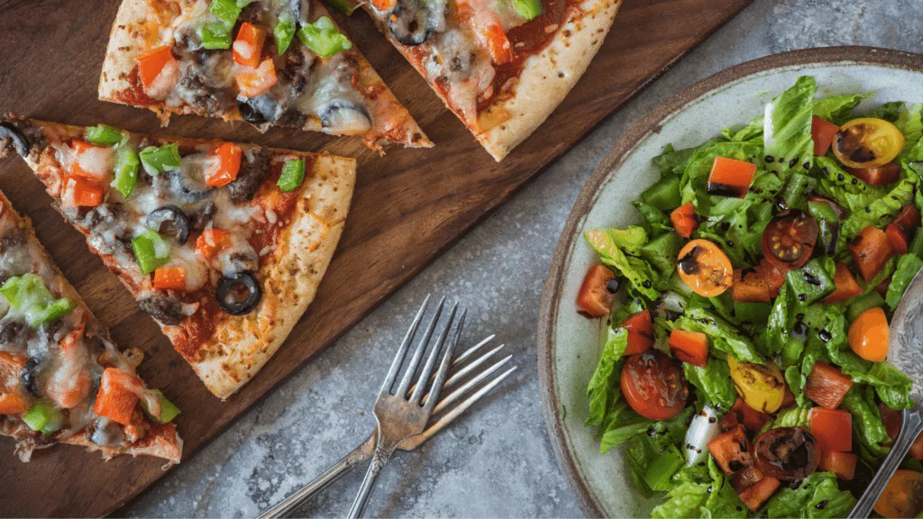 pizza and salad